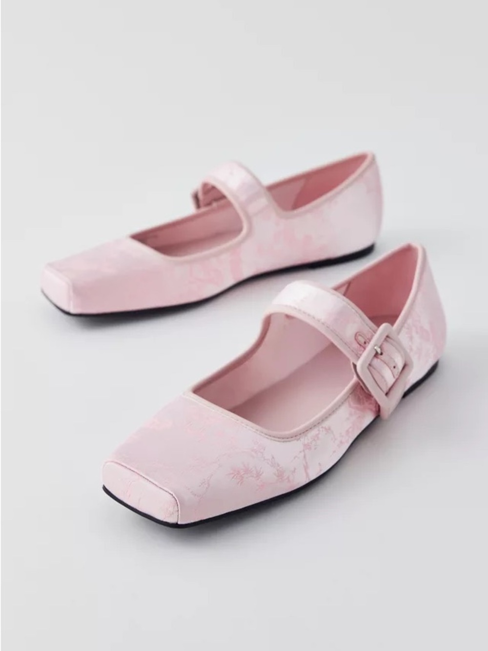 Charles & Keith Pink Square Toe Ballet Flats
